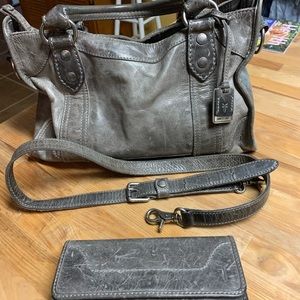 Frye satchel with shoulder strap and wallet